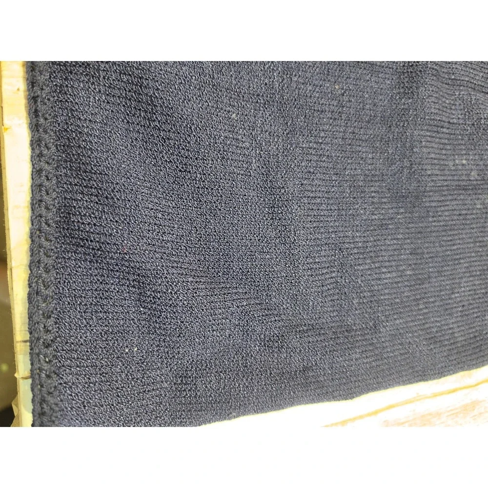 St John Marie Gray Navy Blue Knit Skirt Suit Gold Enamel Button Set Womens READ